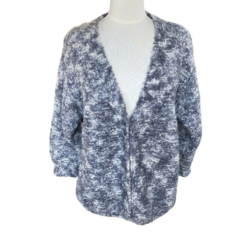 Vintage Lavorato a Mano Italy Mohair Wool Boucle Cardigan Hand Knit Chunky-M